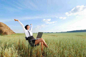 Woman purchasing hay online