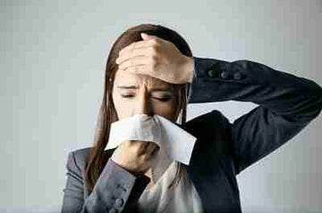 Child sneezing near Timothy hay.