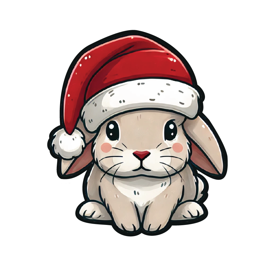 Holiday Santa Hat Bunny Sticker