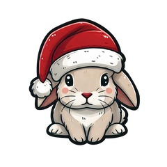 Holiday Santa Hat Bunny Sticker