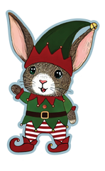 Festive Bunny Elf Sticker