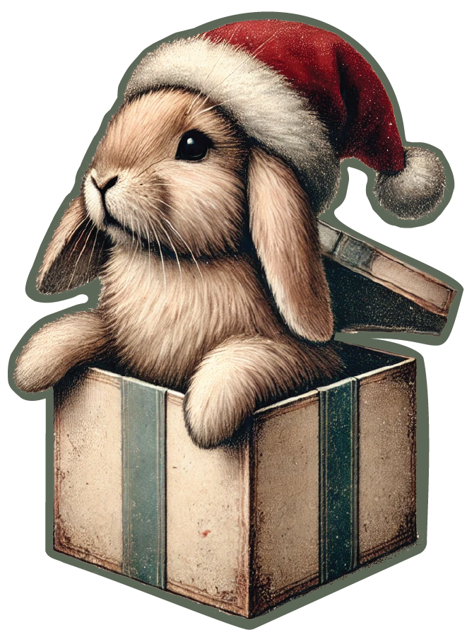 Santa’s Surprise Vintage Rabbit Sticker