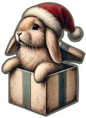 Santa’s Surprise Vintage Rabbit Sticker